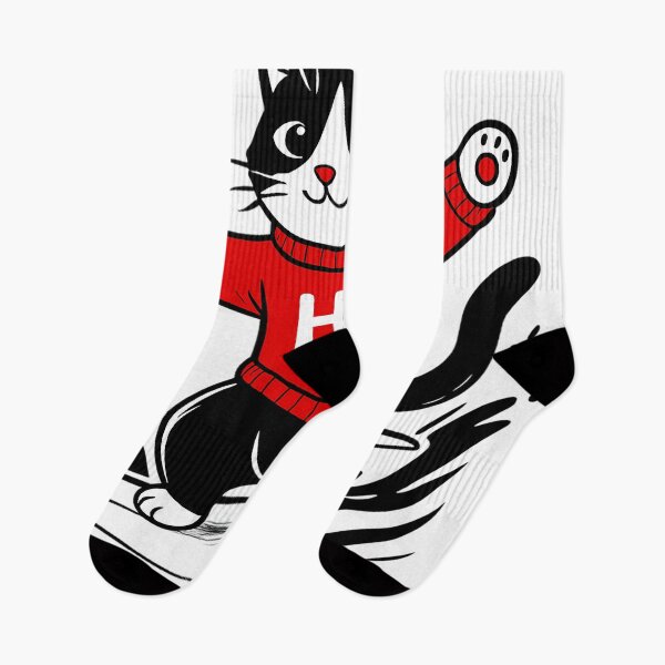 Item preview, Surfing Cat in Red Sweater – Minimalist Black & White Design designed and sold by Pet Lovers Market.