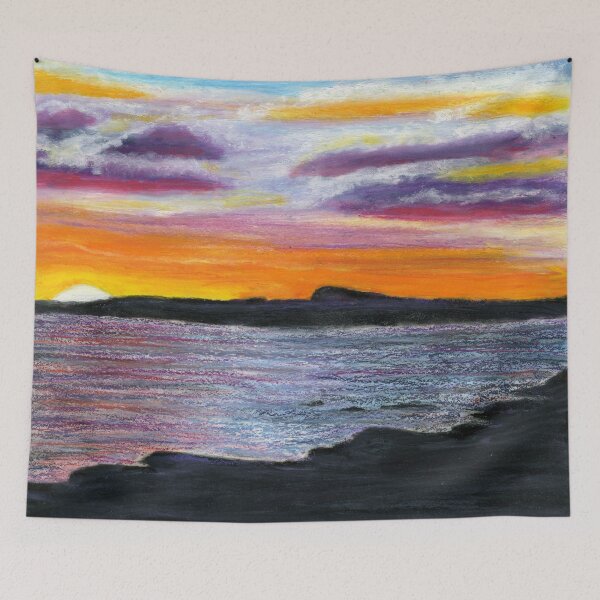 Item preview, Trearddur Bay at Sunset in Oil Pastels designed and sold by LymphomaLass.