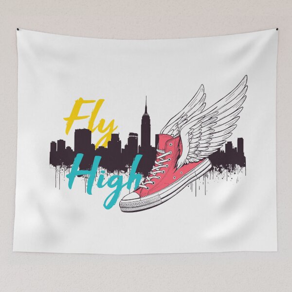 Item preview, Fly High – Winged Sneaker and New York Skyline Street Art designed and sold by sherifshaaban.