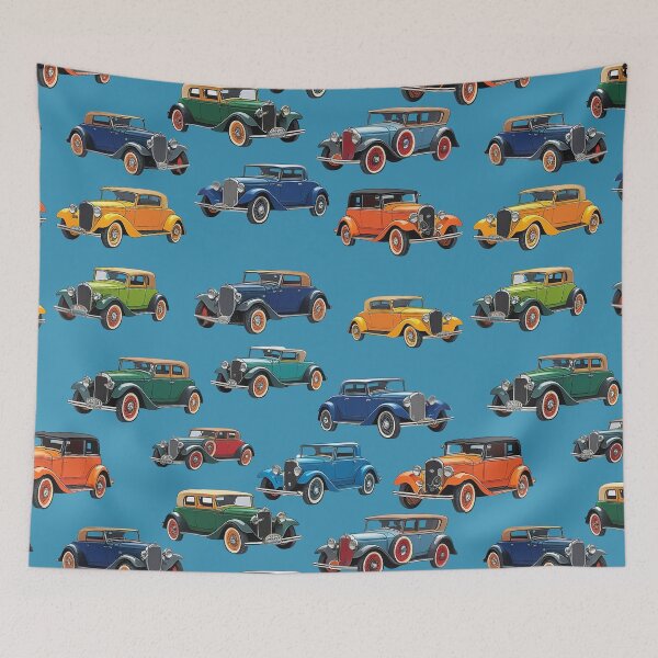 Item preview, Vintage Classic Car Pattern – Retro Automobile Design - BLUE designed and sold by PAPIRO SIGLO XXI.