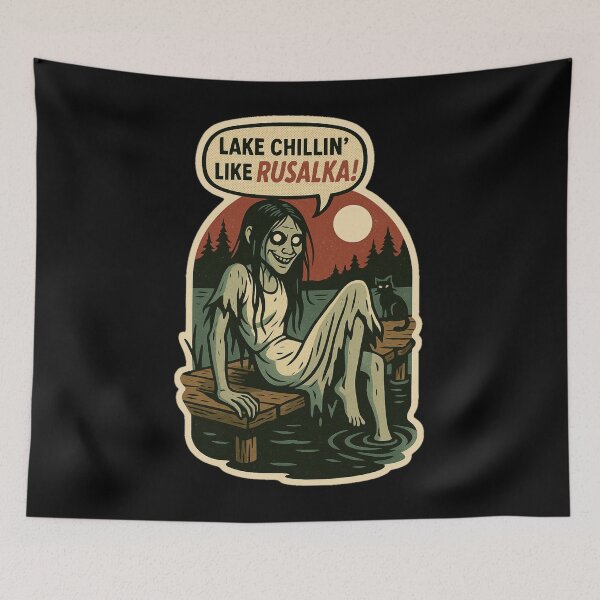 Item preview, Retro Horror Comic Art – Funny Rusalka Lake Folklore Sticker designed and sold by JacobKAurumhead.