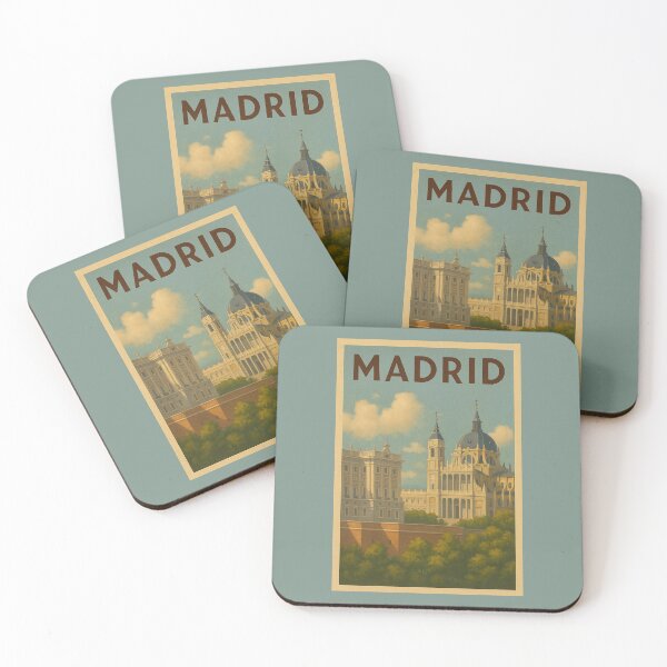 Item preview, Madrid Spain Travel Art – Royal Palace and Almudena Cathedral Souvenir Poster designed and sold by Annika Shurafa.