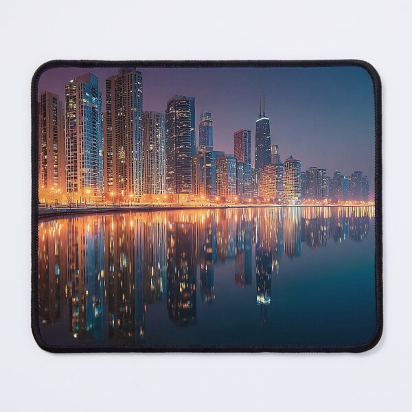Item preview, Vibrant Chicago Cityscape Reflections After Dark designed and sold by daila70.