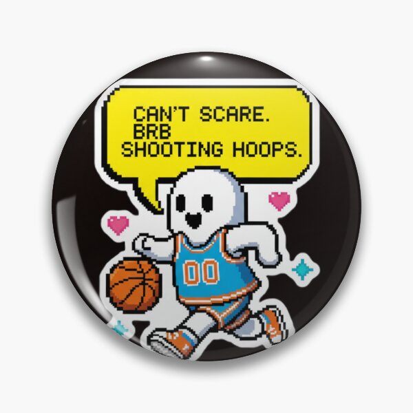 Item preview, Basketball Ghost Pixel Art - 'CAN'T SCARE. BRB SHOOTING HOOPS.' - 8-bit Retro Basketball designed and sold by Omarupattern51.