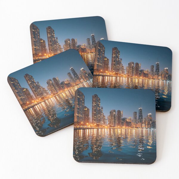Item preview, Illuminated Chicago Waterfront Skyline at Night designed and sold by daila70.