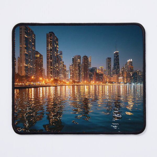 Item preview, Illuminated Chicago Waterfront Skyline at Night designed and sold by daila70.
