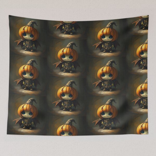 Item preview, Halloween Cute Pumpkin child character art illustration kawaii trick or treat designed and sold by Vintage Designs +.