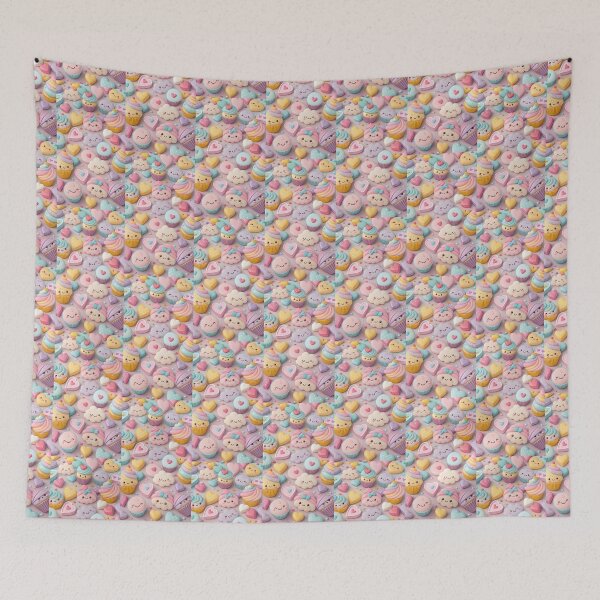 Item preview, Kawaii Pastel Cupcakes and Hearts – Cute Happy Dessert Pattern designed and sold by Bodsha.