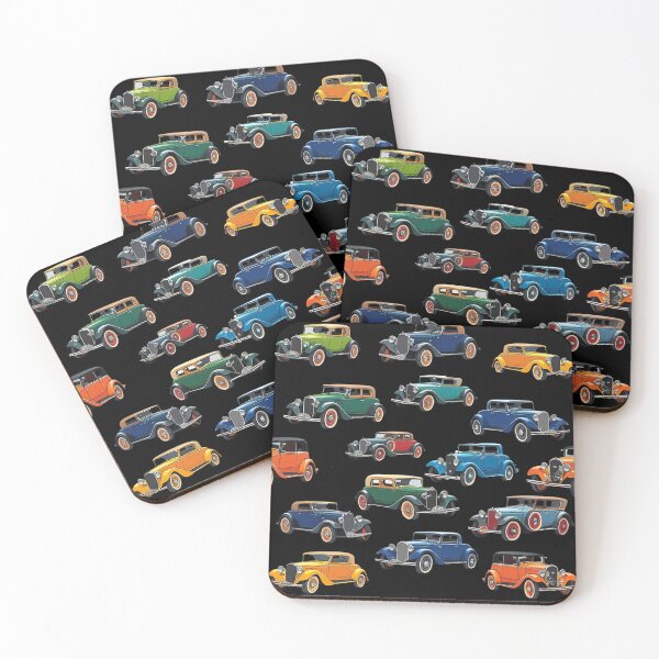 Item preview, Vintage Classic Car Pattern – Retro Automobile Design - BLACK designed and sold by PAPIRO SIGLO XXI.