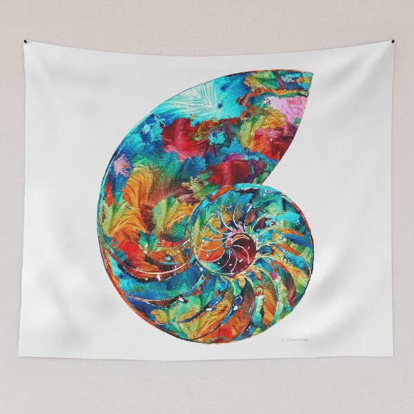 Item preview, Colorful Nautilus Shell Art On White designed and sold by Sharon Cummings Art.