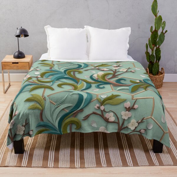 Item preview, Cherry Blossom and Teal Botanical Pattern designed and sold by Owcomm.