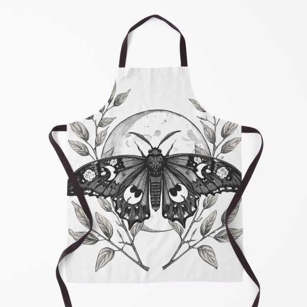 Item preview, Gothic Moth & Moon — Black and White Floral Crescent Illustration designed and sold by usa-Tshirt.