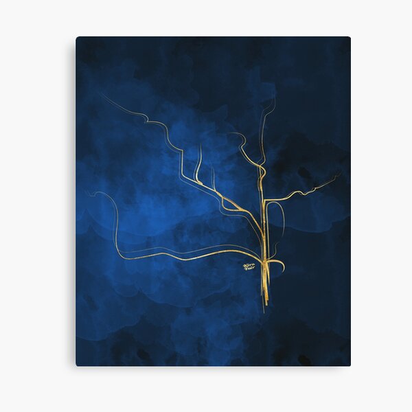 Kintsugi Electric Blue #blue #gold #kintsugi #japan #marble #watercolor #abstract Canvas Print