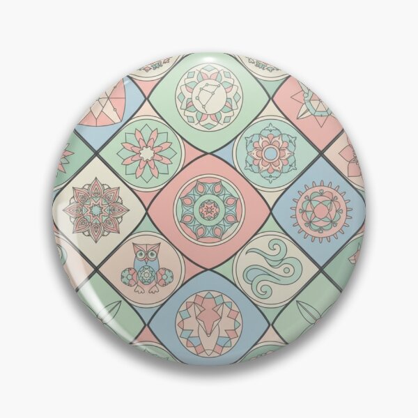 Artikelvorschau, Mandala und geometrisches Fliesenmuster in sanften Pastellfarben entworfen und verkauft von Owcomm.