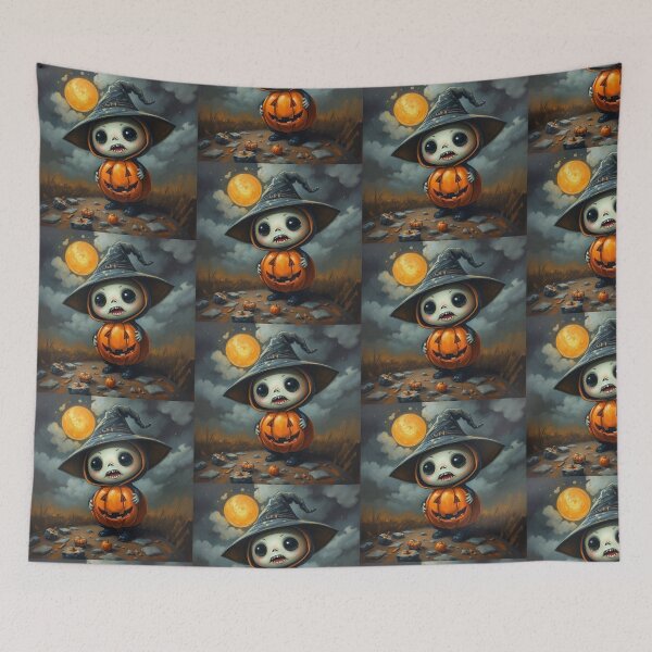Item preview,  Halloween Cute Pumpkin child character art illustration kawaii trick or treat designed and sold by Vintage Designs +.