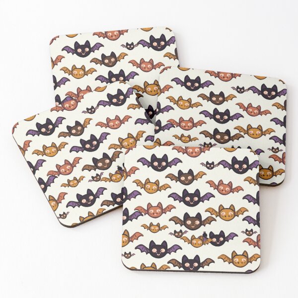 Item preview, Cute kawaii Halloween Bats pattern art designed and sold by Vintage Designs +.