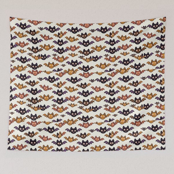 Item preview, Cute kawaii Halloween Bats pattern art designed and sold by Vintage Designs +.