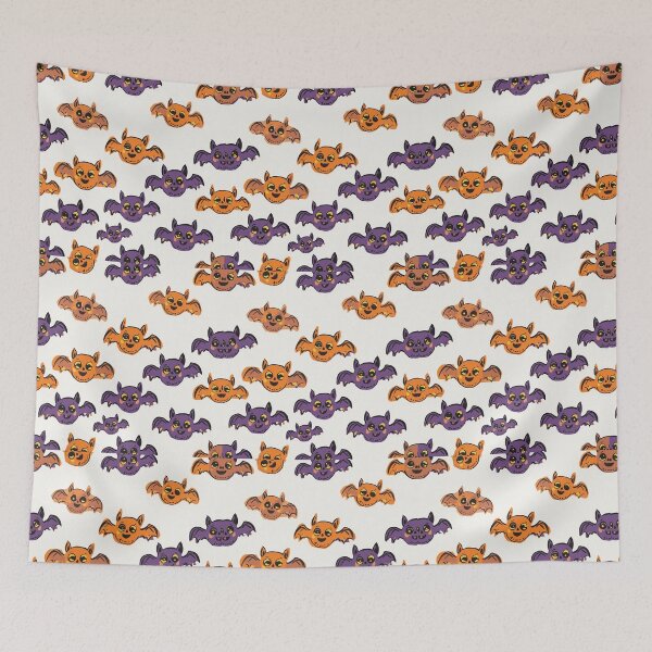 Item preview, Cute kawaii Halloween Bats pattern art designed and sold by Vintage Designs +.