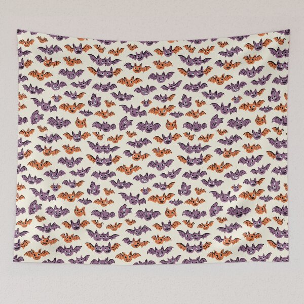 Item preview, Cute kawaii Halloween Bats pattern art designed and sold by Vintage Designs +.