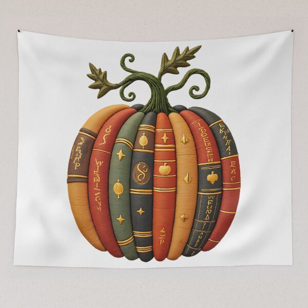 Item preview, Pumpkin Book Stack Vintage Fall Halloween Library Design designed and sold by ArtDesignTp.