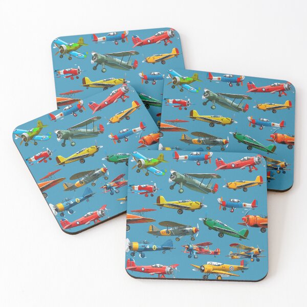 Item preview, Colorful Vintage Airplanes Pattern – Aviation Enthusiast - BLUE designed and sold by PAPIRO SIGLO XXI.