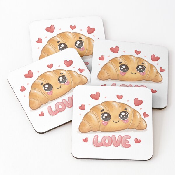 Item preview, Cute Kawaii Croissant with Love and Hearts – Romantic Gift Design designed and sold by VivoStudio.