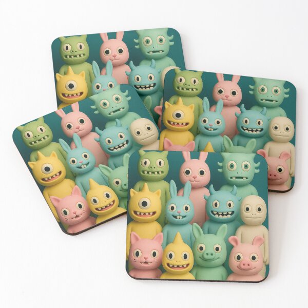 Item preview, Cute Pastel Monsters and Animals – Kawaii Cartoon Characters designed and sold by Bodsha.