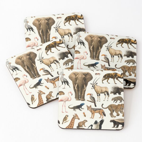 Item preview, Animals of the Kalahari Desert Retro Wildlife Illustration designed and sold by kakarikihill.