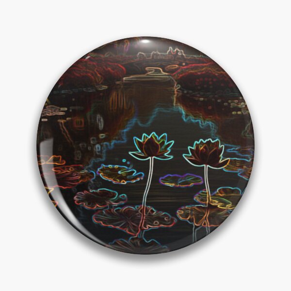 Item preview, Paisaje fluorecente con rio y flor de loto designed and sold by ART-WORLD-VIMO.
