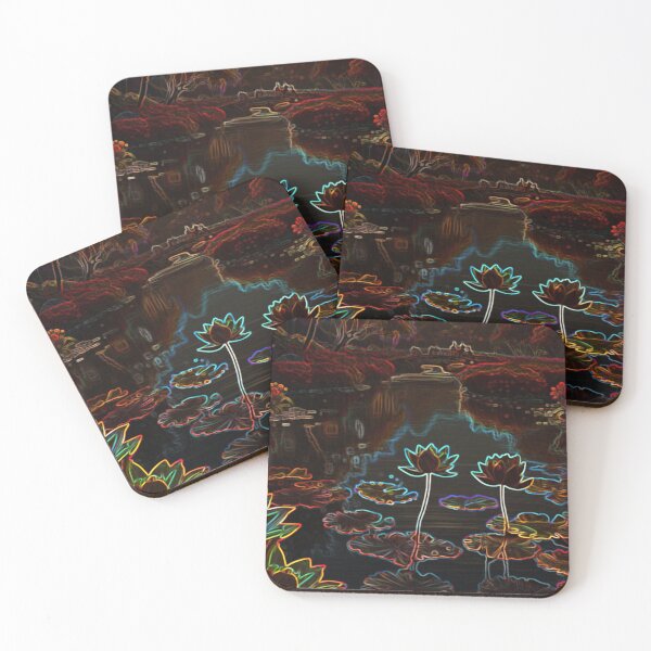 Item preview, Paisaje fluorecente con rio y flor de loto designed and sold by ART-WORLD-VIMO.
