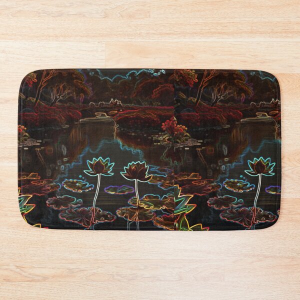 Item preview, Paisaje fluorecente con rio y flor de loto designed and sold by ART-WORLD-VIMO.