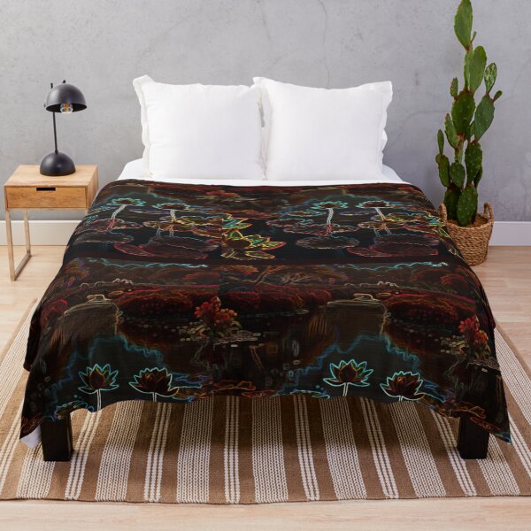 Item preview, Paisaje fluorecente con rio y flor de loto designed and sold by ART-WORLD-VIMO.