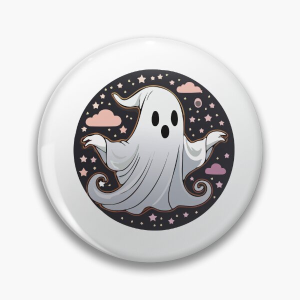 Item preview, Ghostie on Black Circle with Clouds designed and sold by jazzydevil.