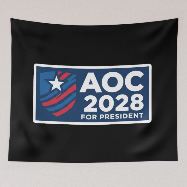 Item preview, "AOC 2028 For President" Shield Emblem Bumper Sticker designed and sold by Owcomm.