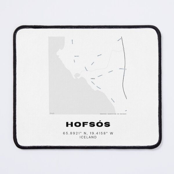 Item preview, Hofsós Iceland Map Print | Minimalist Black and White Coastal Design designed and sold by RM-Journey.