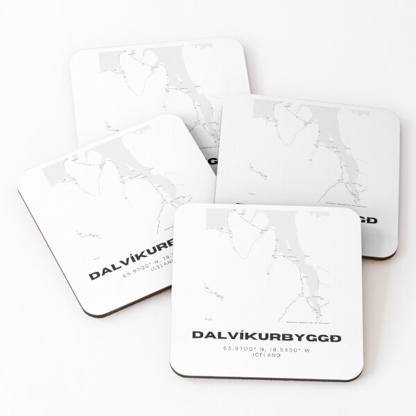 Item preview, Dalvíkurbyggð Iceland Map Art | Minimalist Black & White Travel Print designed and sold by RM-Journey.