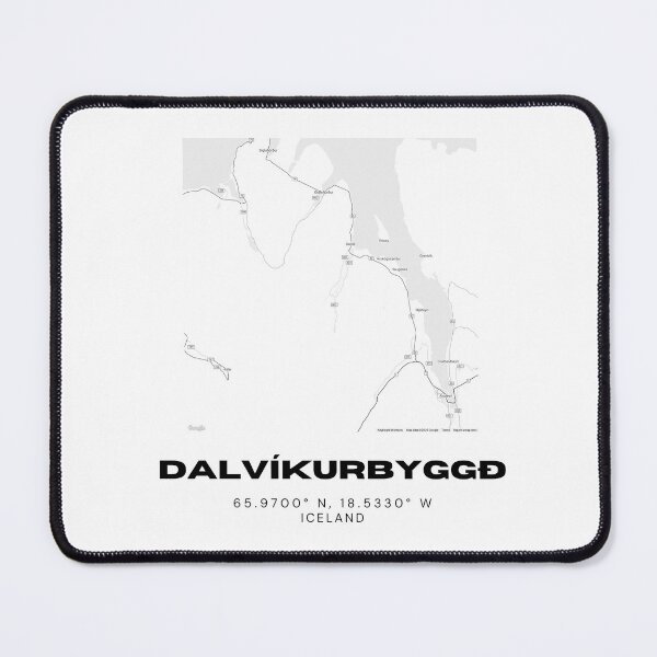 Item preview, Dalvíkurbyggð Iceland Map Art | Minimalist Black & White Travel Print designed and sold by RM-Journey.