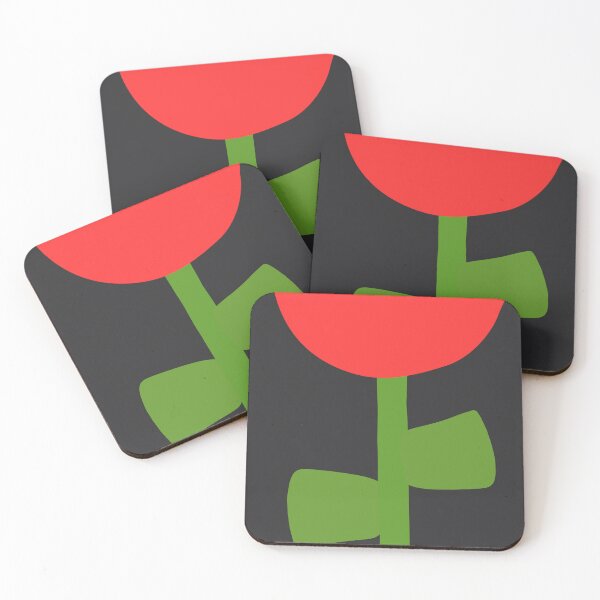 Item preview, Botanical Avant-garde: Bold and Modern Abstract Red Flower on Black designed and sold by AcuarelasCA.