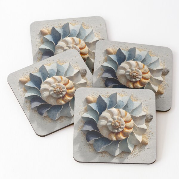 Item preview, Nautilus Shell Paper Art – Coastal Spiral Wall Print designed and sold by ArgentoArt.