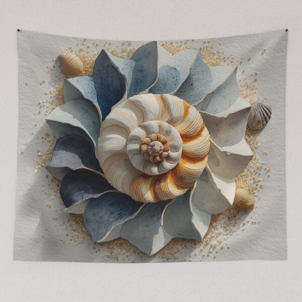 Item preview, Nautilus Shell Paper Art – Coastal Spiral Wall Print designed and sold by ArgentoArt.