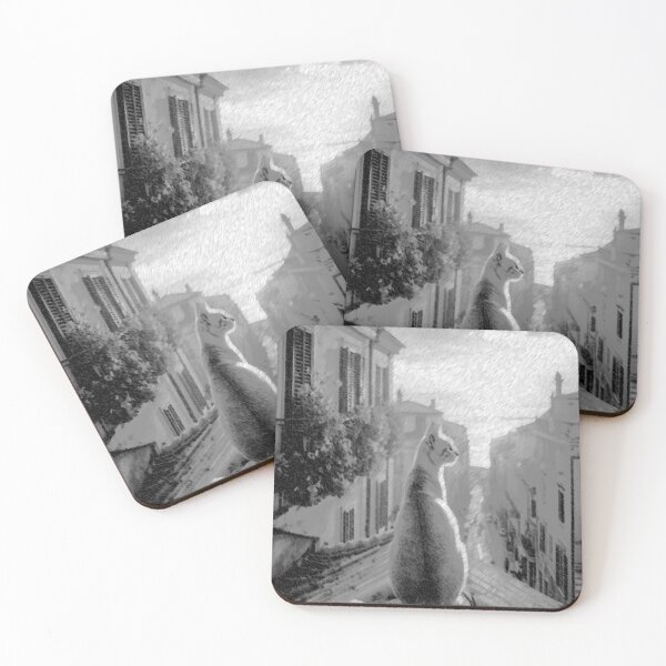 Item preview, Gato en Blanco y Negro contemplando atardecer designed and sold by ART-WORLD-VIMO.