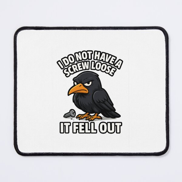 Item preview, Grumpy Cartoon Crow – Funny Screw Loose Sarcasm Design designed and sold by DailyDrivesct.