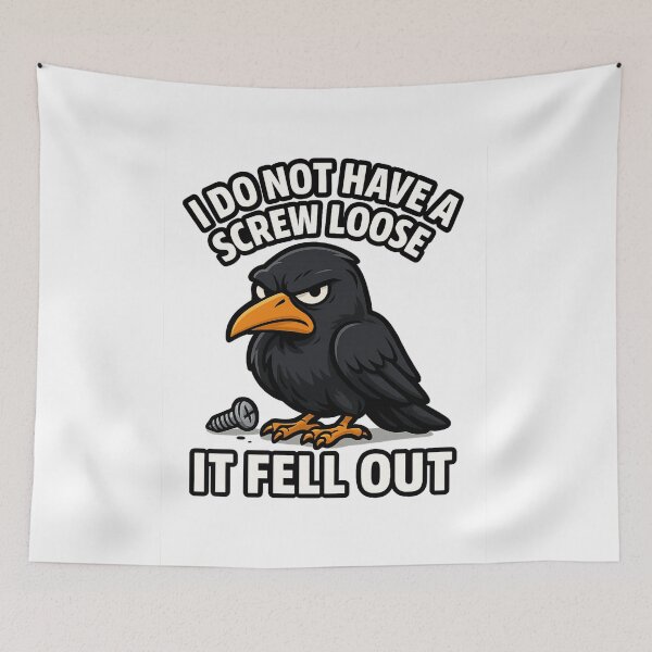 Item preview, Grumpy Cartoon Crow – Funny Screw Loose Sarcasm Design designed and sold by DailyDrivesct.