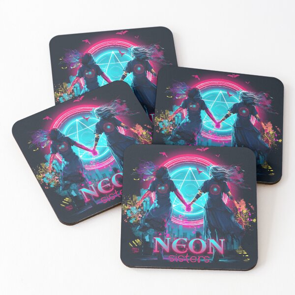 Item preview, Neon Sisters — Cyberpunk Mystical Wall Art designed and sold by STITCHDROID.