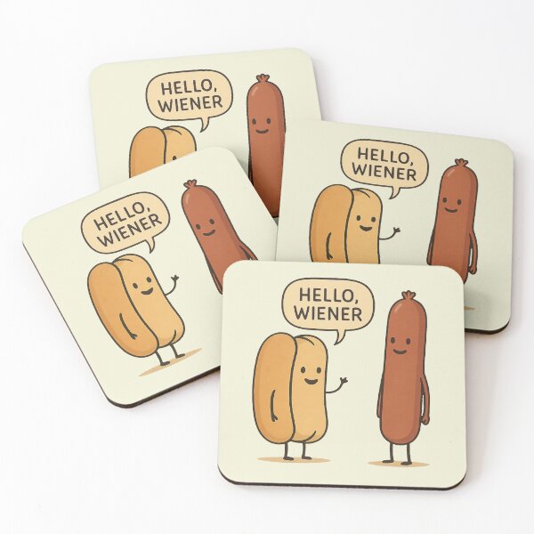 Item preview, Hello Wiener Funny Hotdog Pun Cartoon designed and sold by hangmeart.