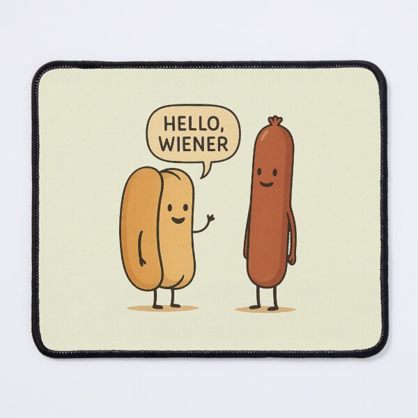 Item preview, Hello Wiener Funny Hotdog Pun Cartoon designed and sold by hangmeart.