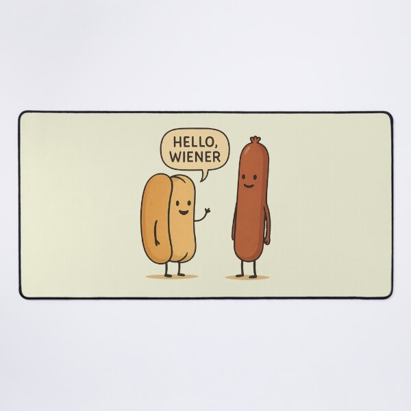 Item preview, Hello Wiener Funny Hotdog Pun Cartoon designed and sold by hangmeart.