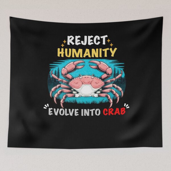 Item preview, Reject Humanity Crab Funny Marine Meme with Cute Crab & Retro Ocean Vibe designed and sold by FreshVibe Prints.