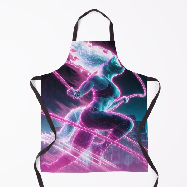 Item preview, Synthwave Neon Wolf Jump Rope Fitness Art designed and sold by ArgentoArt.
