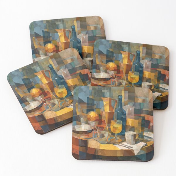 Item preview, Cubist Still Life with Bottles and Glasses designed and sold by ArgentoArt.